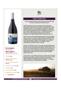 Pinot Noir 2019 Product Sheet