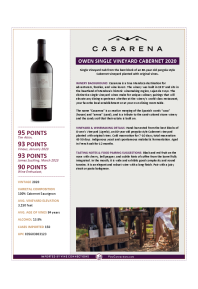 Single Vineyard Owen's Cabernet 2020 Product Sheet