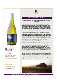 Sauvignon Blanc 2023 Product Sheet