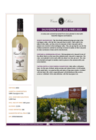 Sauvignon Gris 1912 Vines 2019 Product Sheet