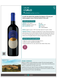 L'Urlo 2019 Product Sheet