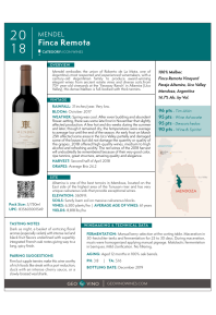 Finca Remota  2018 Product Sheet