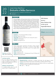 Dolcetto d'Alba Sarrocco 2022 Product Sheet