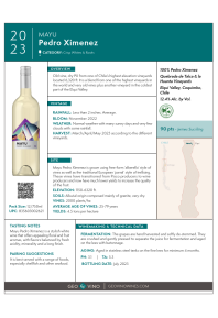 Pedro Ximenez 2023 Product Sheet