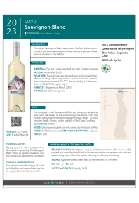 Sauvignon Blanc 2023 Product Sheet