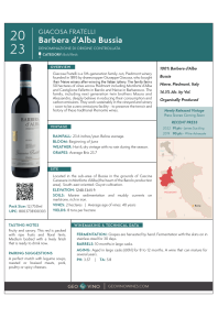 Barbera d'Alba Bussia 2023 Product Sheet