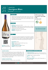 Sauvignon Blanc 2025 Product Sheet