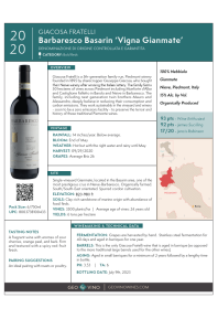 Barbaresco Basarin 'Vigna Gianmate' 2020 Product Sheet