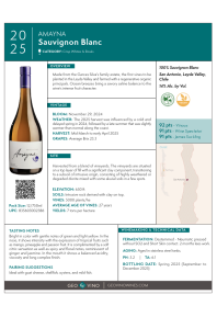 Sauvignon Blanc 2025 Product Sheet