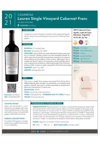 Lauren Single Vineyard Cabernet Franc 2021 Product Sheet