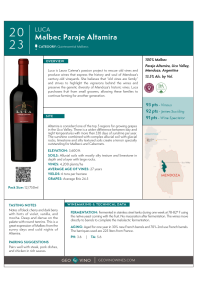 Malbec, Paraje Altamira 2023 Product Sheet