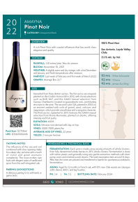 Pinot Noir 2022 Product Sheet