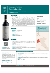 Barolo Bussia 2019 Product Sheet