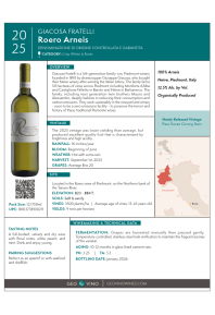 Roero Arneis 2025 Product Sheet