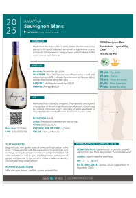 Sauvignon Blanc 2025 Product Sheet