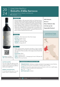 Dolcetto d'Alba Sarrocco 2024 Product Sheet