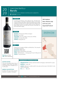 Barolo 2021 Product Sheet