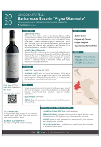 Barbaresco Basarin 'Vigna Gianmate' 2020 Product Sheet