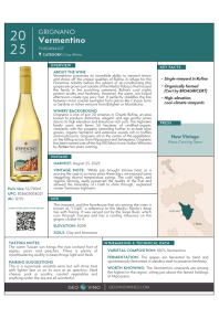 Vermentino 2025 Product Sheet