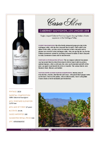 Cabernet Sauvignon, Los Lingues Vineyard 2018 Product Sheet