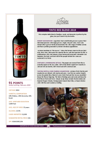 Tinto Red Blend 2019 Product Sheet