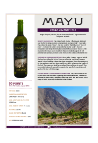 Pedro Ximenez 2020 Product Sheet
