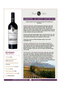 Carmenere, Los Lingues Vineyard 2019 Product Sheet