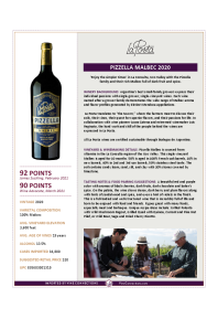 Pizzella Malbec 2020 Product Sheet
