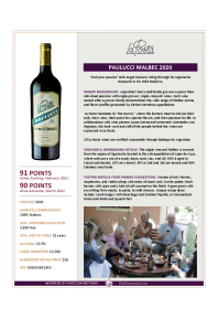 Paulucci Malbec 2020 Product Sheet