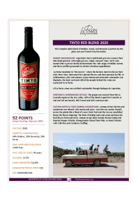 Tinto Red Blend 2020 Product Sheet