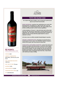 Tinto Red Blend 2020 Product Sheet