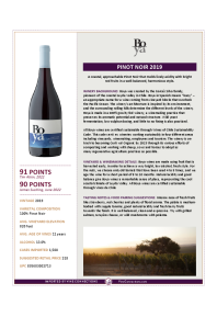 Pinot Noir 2019 Product Sheet