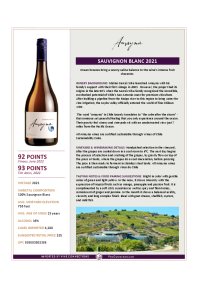 Sauvignon Blanc 2021 Product Sheet