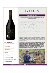 Pinot Noir 2020 Product Sheet