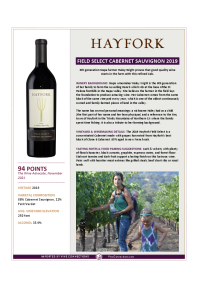 Field Select Cabernet Sauvignon 2019 Product Sheet