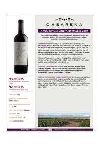 Single Vineyard Naoki's Malbec 2019 Product Sheet