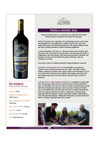 Pizzella Malbec 2021 Product Sheet