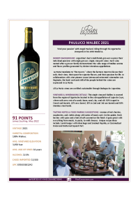 Paulucci Malbec 2021 Product Sheet