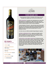 Fazzio Malbec 2021 Product Sheet