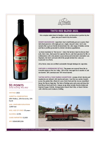 Tinto Red Blend 2021 Product Sheet