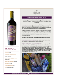 Armando Bonarda 2021 Product Sheet