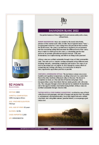 Sauvignon Blanc 2022 Product Sheet