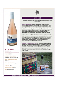 Rosé 2022 Product Sheet