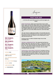 Pinot Noir 2020 Product Sheet