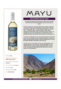 Sauvignon Blanc 2022 Product Sheet