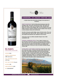 Carmenere, Los Lingues Vineyard 2023 Product Sheet